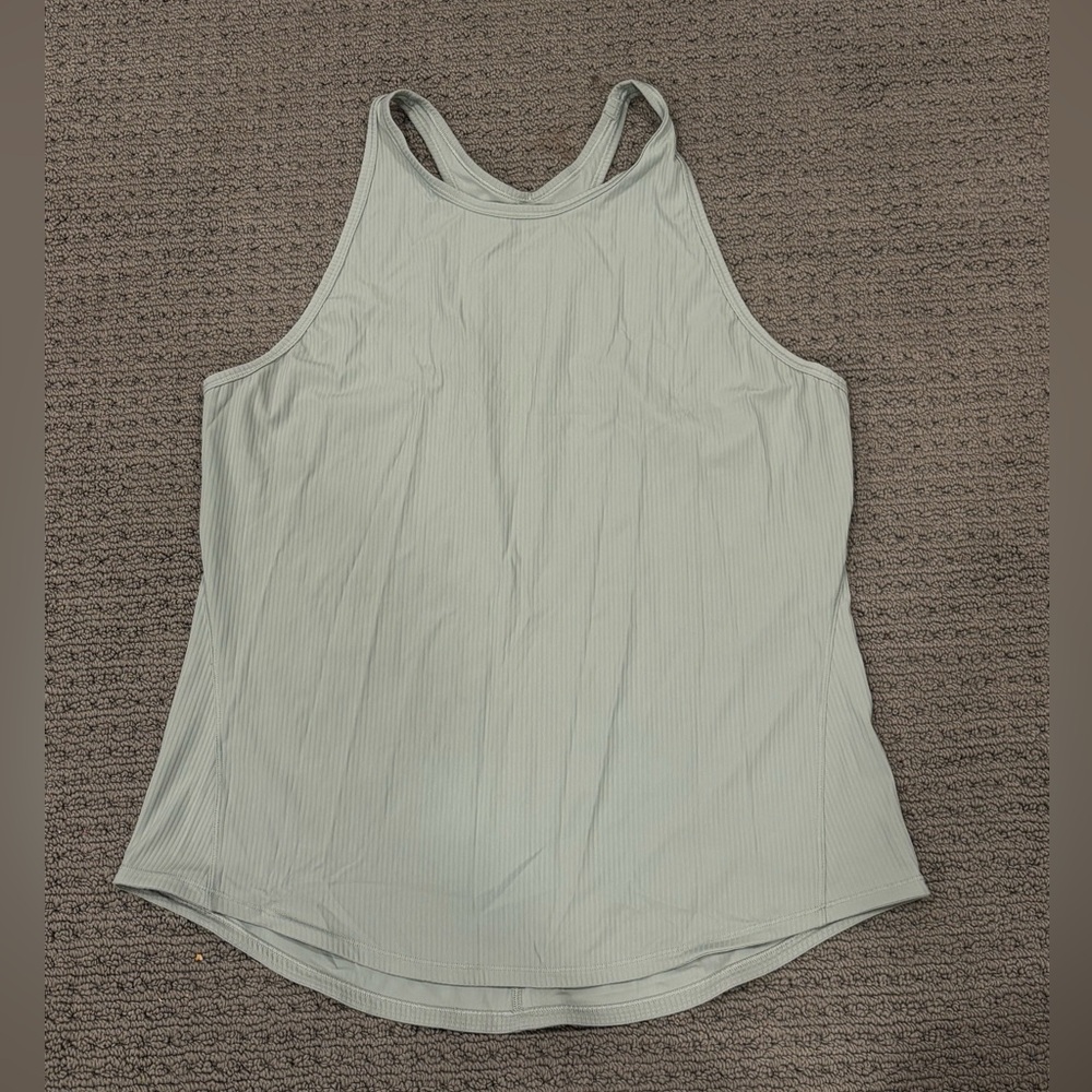 LULULEMON Teal Racerback Tank Size 6 Ribbed - Picture 2 of 2